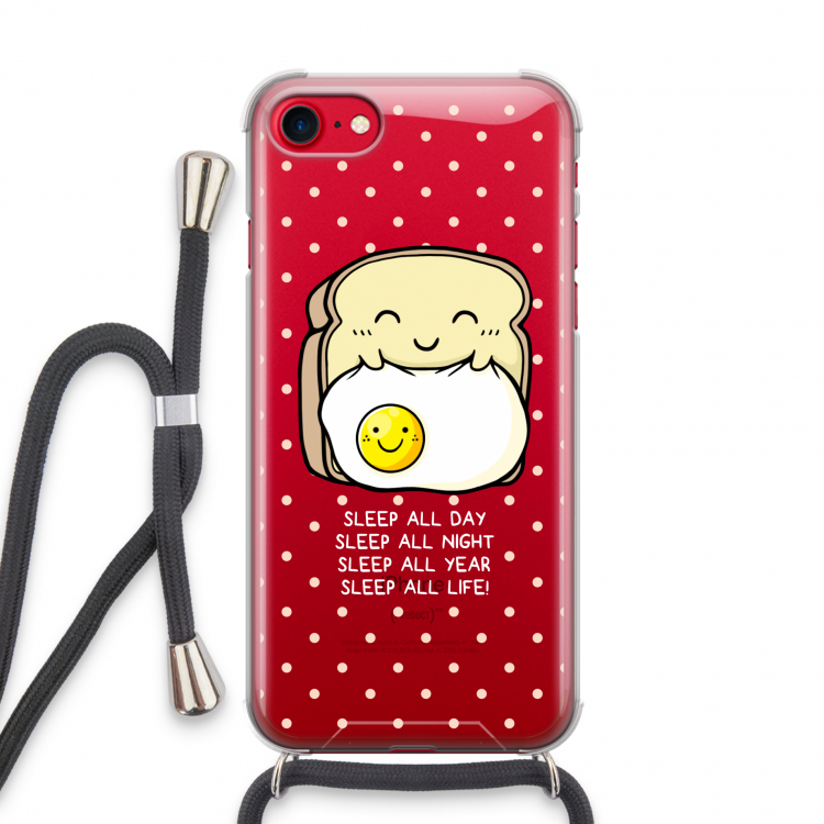 Sleep All Day: iPhone SE 2020 Transparant Hoesje met koord