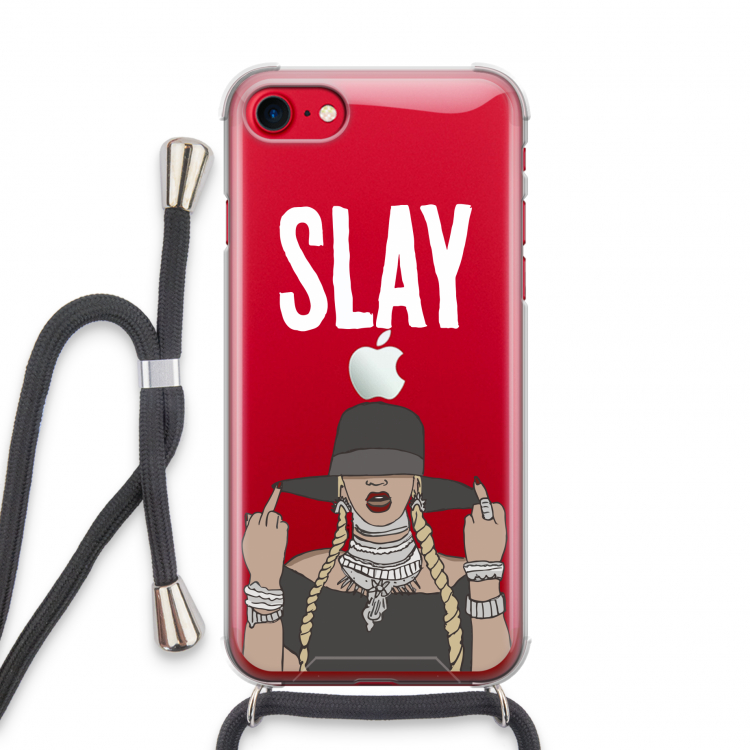 Slay All Day: iPhone SE 2020 Transparant Hoesje met koord