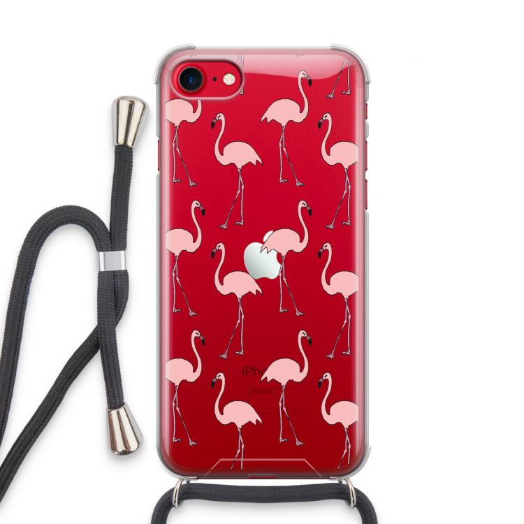 Anything Flamingoes: iPhone SE 2020 Transparant Hoesje met koord