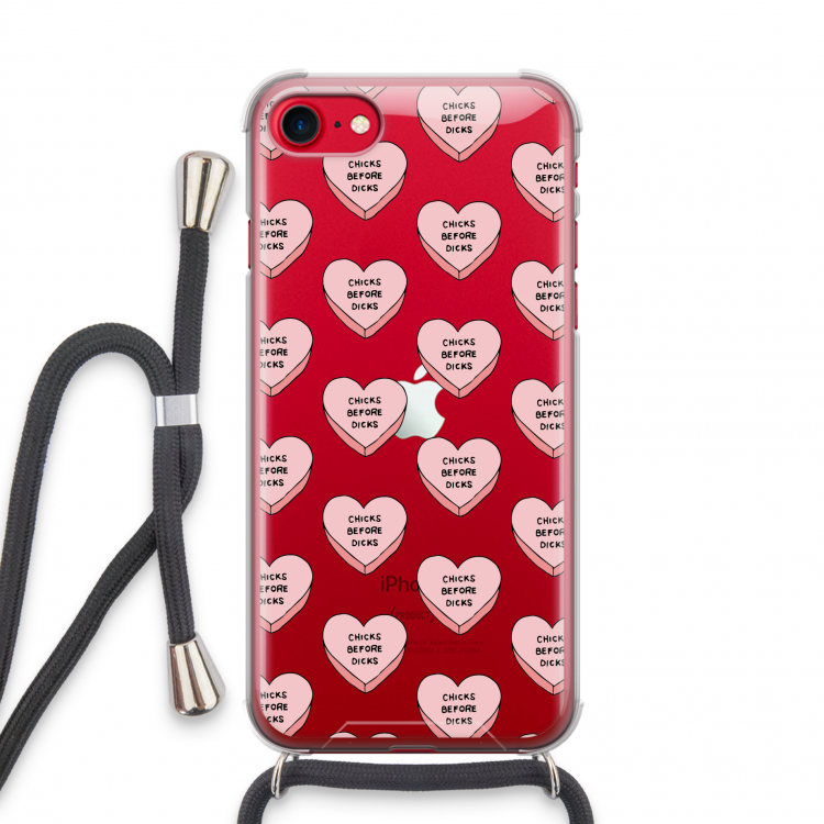 Chicks before dicks: iPhone SE 2020 Transparant Hoesje met koord