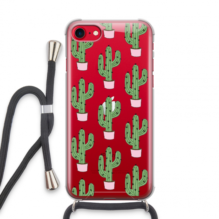 Cactus Lover: iPhone SE 2020 Transparant Hoesje met koord