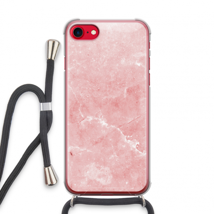 Roze marmer: iPhone SE 2020 Transparant Hoesje met koord