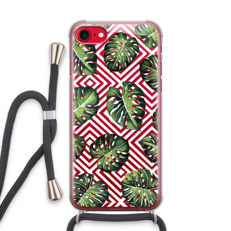 Geometrische jungle: iPhone SE 2020 Transparant Hoesje met koord