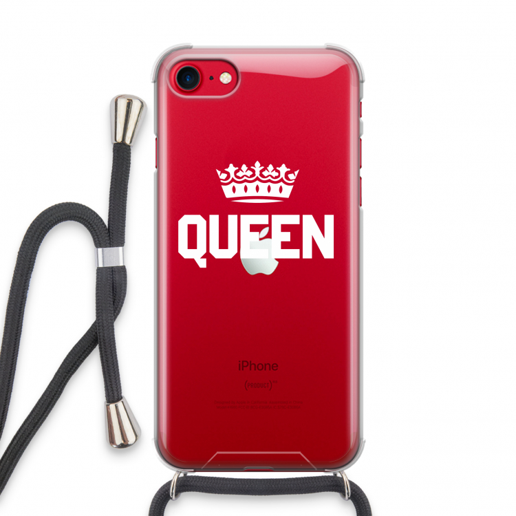 Queen zwart: iPhone SE 2020 Transparant Hoesje met koord