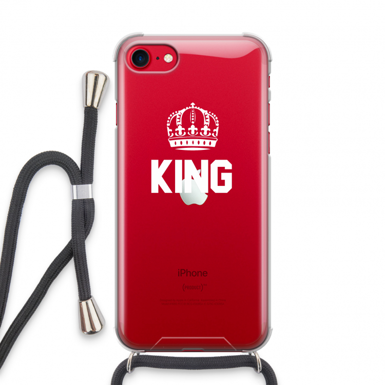 King zwart: iPhone SE 2020 Transparant Hoesje met koord