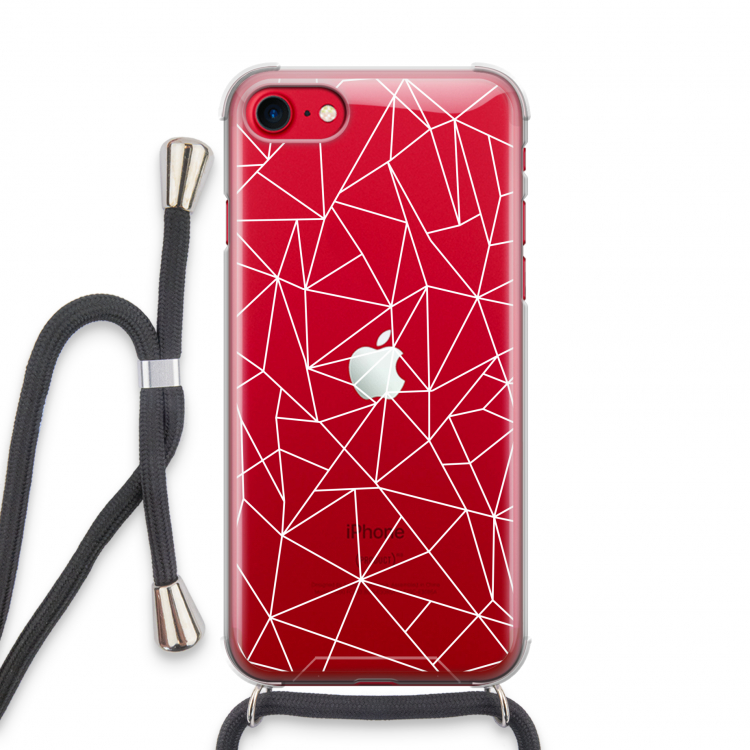 Geometrische lijnen wit: iPhone SE 2020 Transparant Hoesje met koord