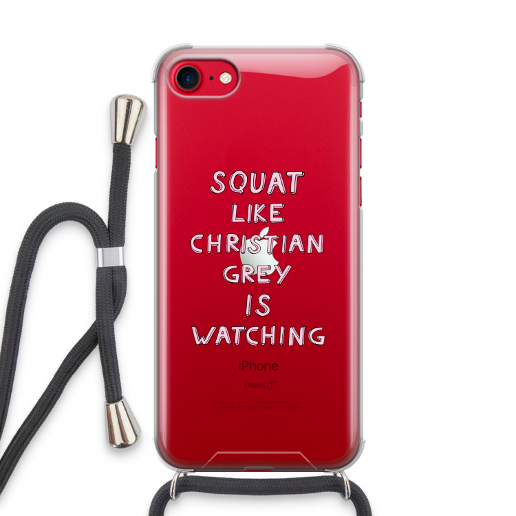 Christian Grey: iPhone SE 2020 Transparant Hoesje met koord