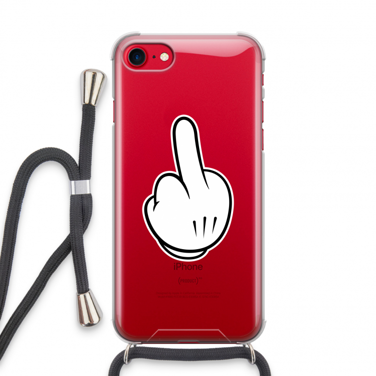 Middle finger white: iPhone SE 2020 Transparant Hoesje met koord