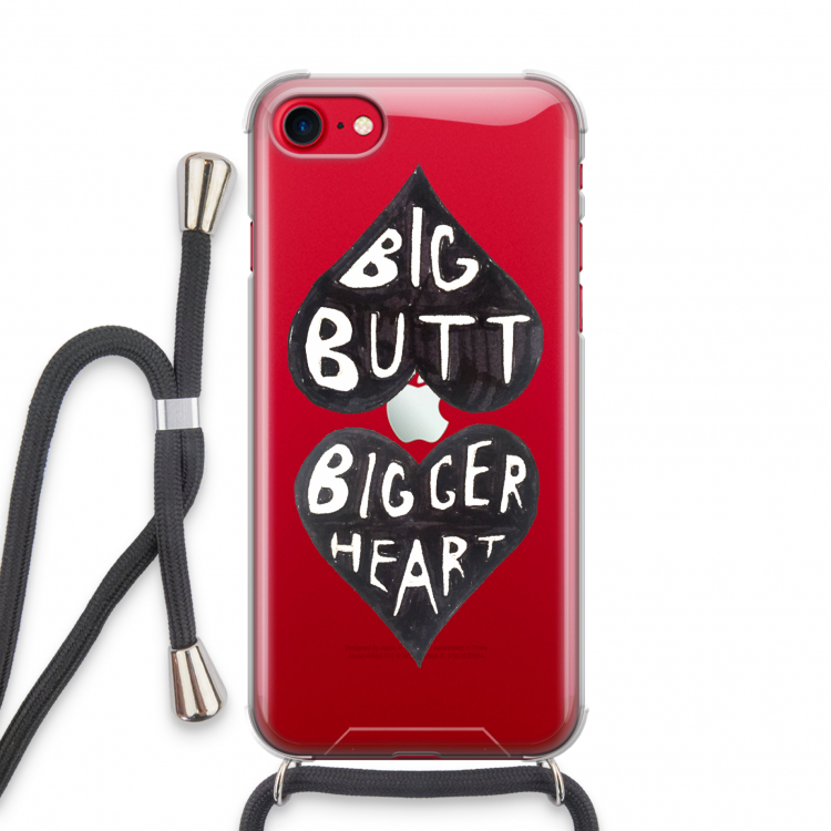 Big butt bigger heart: iPhone SE 2020 Transparant Hoesje met koord