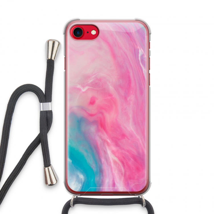 Roze explosie: iPhone SE 2020 Transparant Hoesje met koord