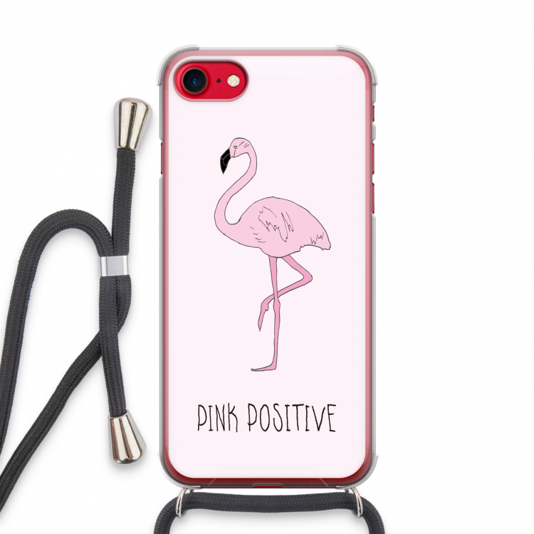 Pink positive: iPhone SE 2020 Transparant Hoesje met koord