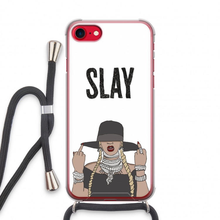 Slay All Day: iPhone SE 2020 Transparant Hoesje met koord