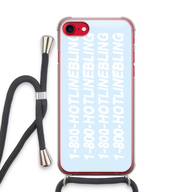 Hotline bling blue: iPhone SE 2020 Transparant Hoesje met koord