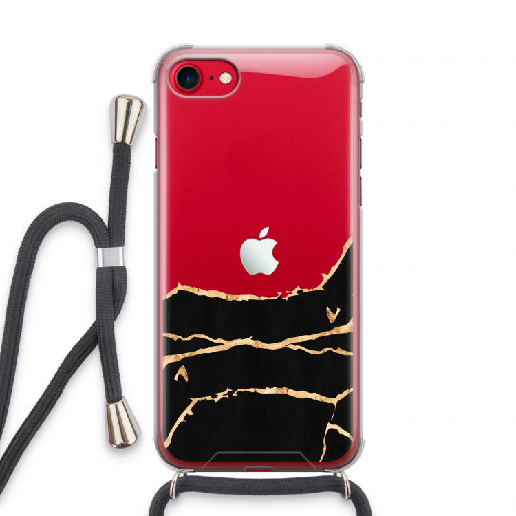 Gouden marmer: iPhone SE 2020 Transparant Hoesje met koord
