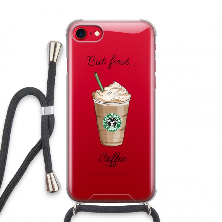 But first coffee: iPhone SE 2020 Transparant Hoesje met koord