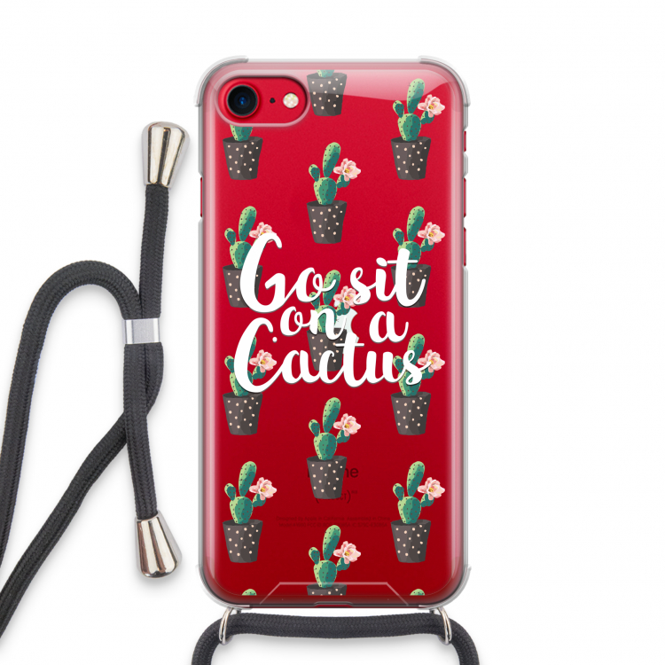 Cactus quote: iPhone SE 2020 Transparant Hoesje met koord