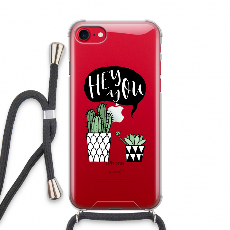 Hey you cactus: iPhone SE 2020 Transparant Hoesje met koord