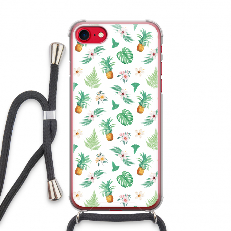 Ananas bladeren: iPhone SE 2020 Transparant Hoesje met koord