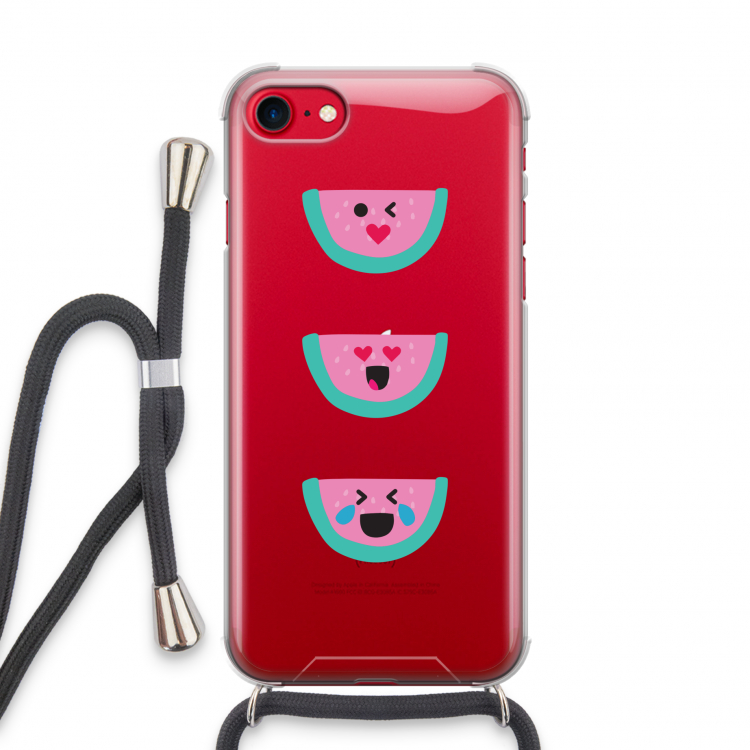 Smiley watermeloen: iPhone SE 2020 Transparant Hoesje met koord
