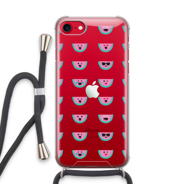Smiley watermeloenprint: iPhone SE 2020 Transparant Hoesje met koord