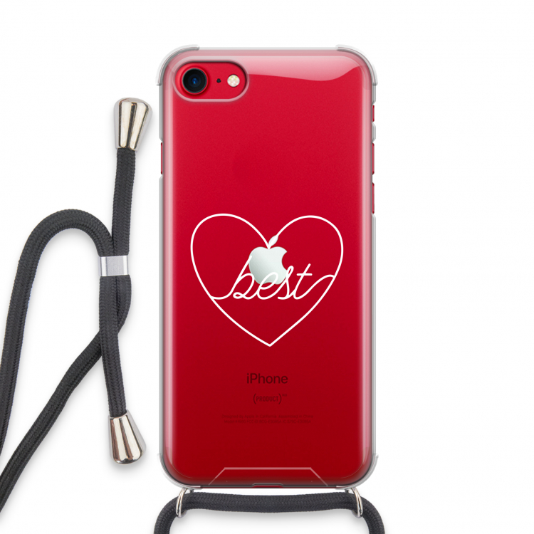 Best heart pastel: iPhone SE 2020 Transparant Hoesje met koord