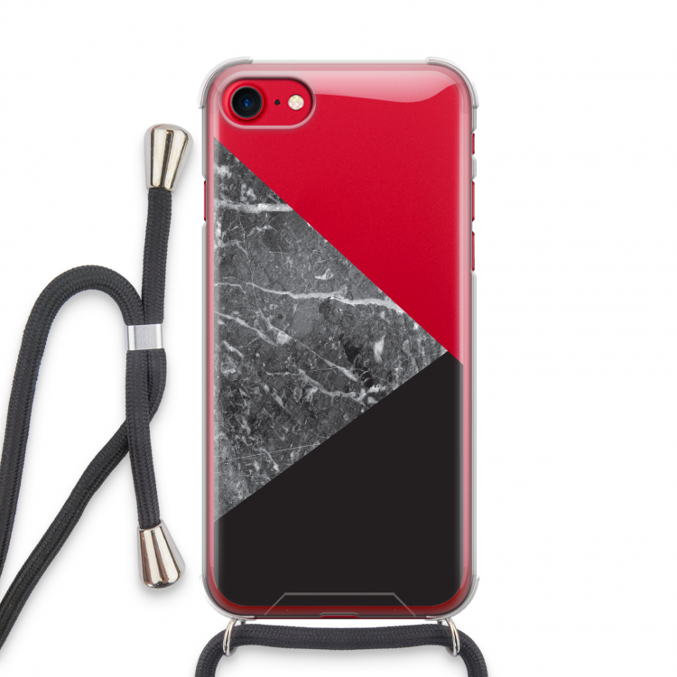 Combinatie marmer: iPhone SE 2020 Transparant Hoesje met koord