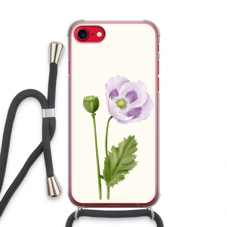 Purple poppy: iPhone SE 2020 Transparant Hoesje met koord