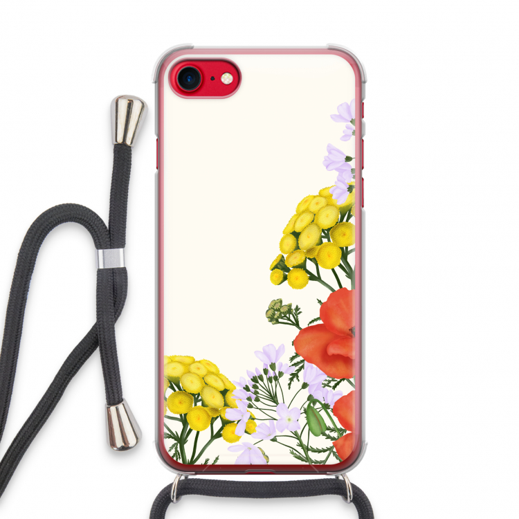 Wilde bloemen: iPhone SE 2020 Transparant Hoesje met koord