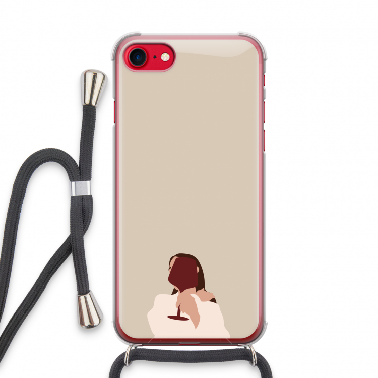 I drink wine: iPhone SE 2020 Transparant Hoesje met koord