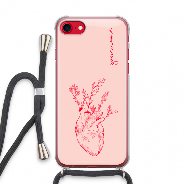 Blooming Heart: iPhone SE 2020 Transparant Hoesje met koord