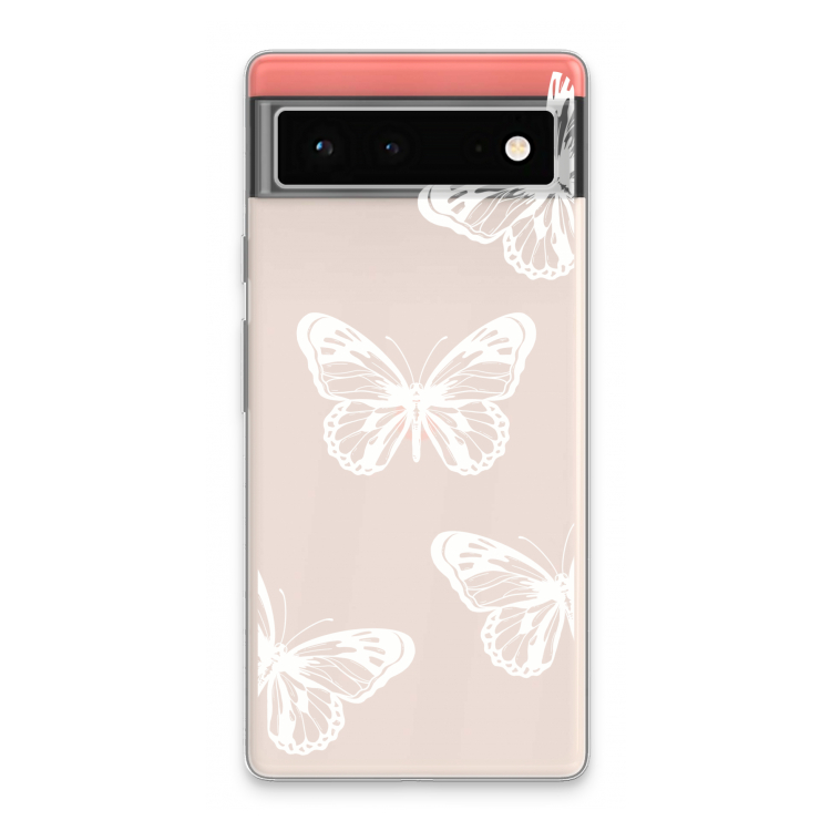 White butterfly: Google Pixel 6 Transparant Hoesje