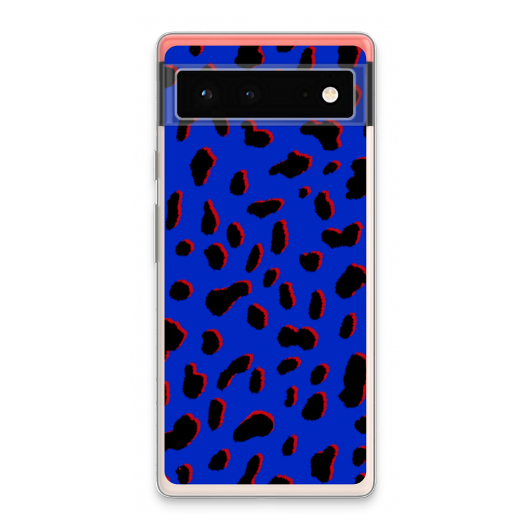 Blue Leopard: Google Pixel 6 Transparant Hoesje