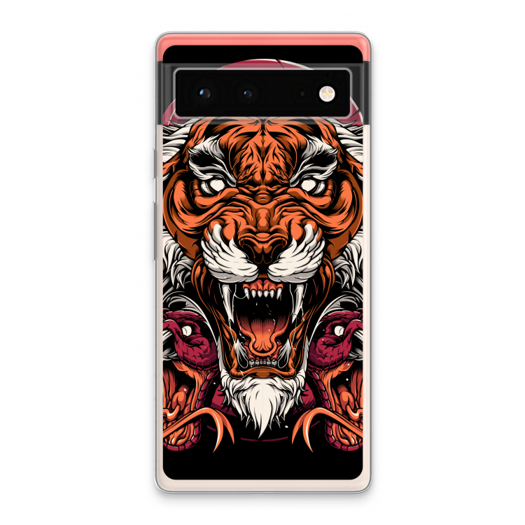 Tiger and Rattlesnakes: Google Pixel 6 Transparant Hoesje