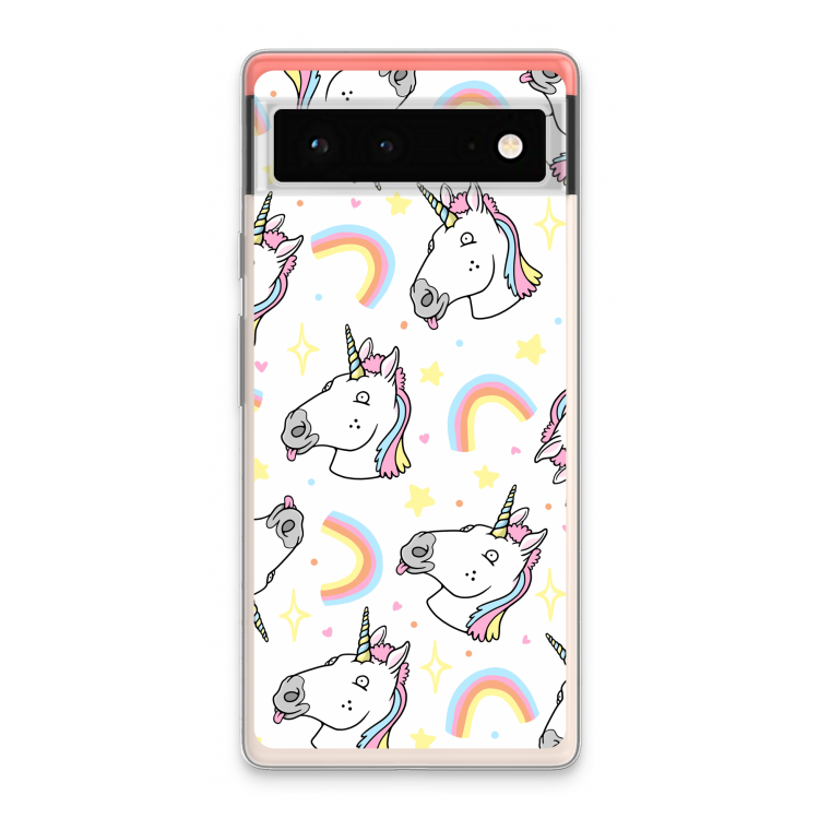 Rainbow Unicorn: Google Pixel 6 Transparant Hoesje