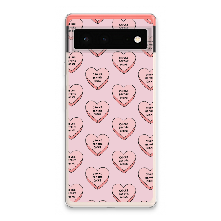 Chicks before dicks: Google Pixel 6 Transparant Hoesje