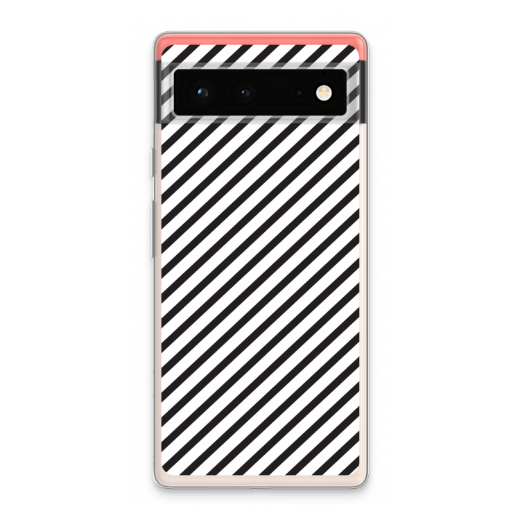 Strepen zwart-wit: Google Pixel 6 Transparant Hoesje