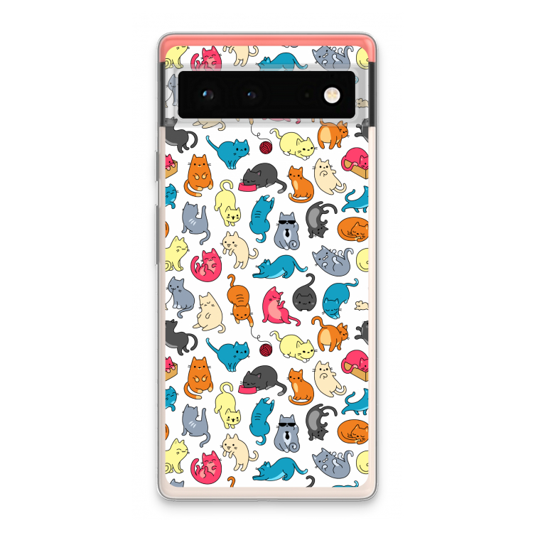 Kleurrijke katten: Google Pixel 6 Transparant Hoesje