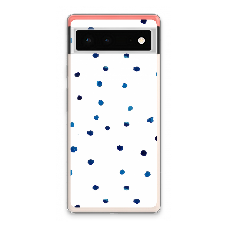 Blauwe stippen: Google Pixel 6 Transparant Hoesje