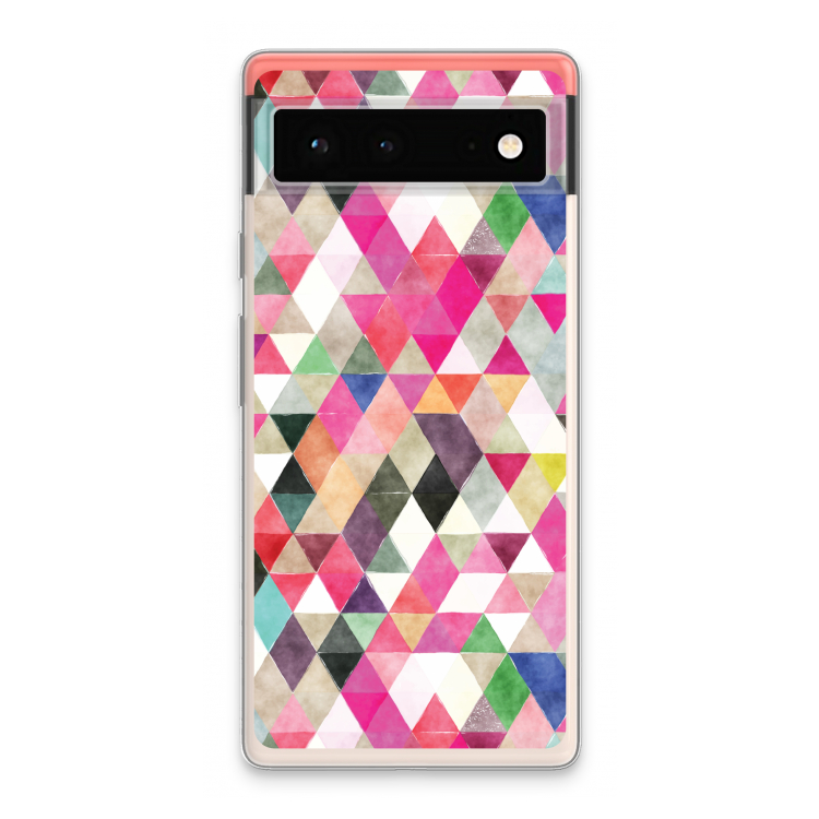 Gekleurde driehoekjes: Google Pixel 6 Transparant Hoesje