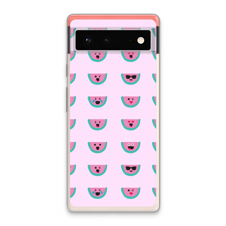 Smiley watermeloenprint: Google Pixel 6 Transparant Hoesje