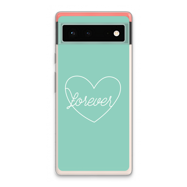 Forever heart pastel: Google Pixel 6 Transparant Hoesje