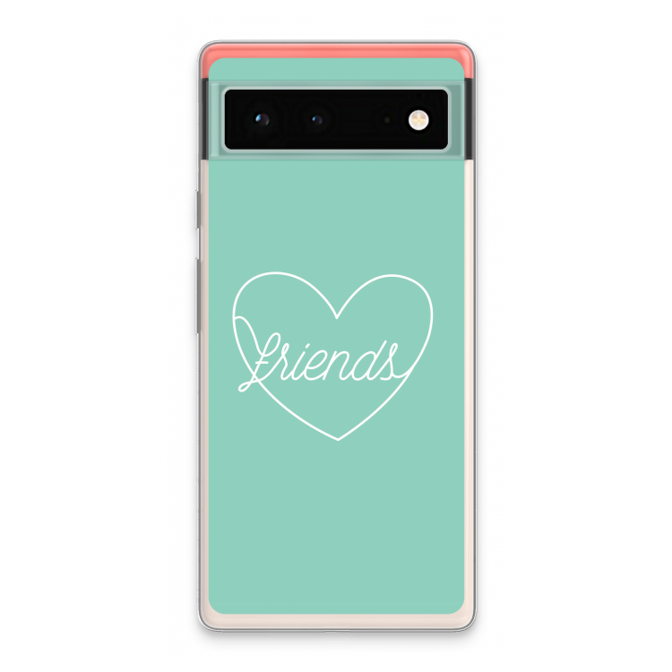 Friends heart pastel: Google Pixel 6 Transparant Hoesje