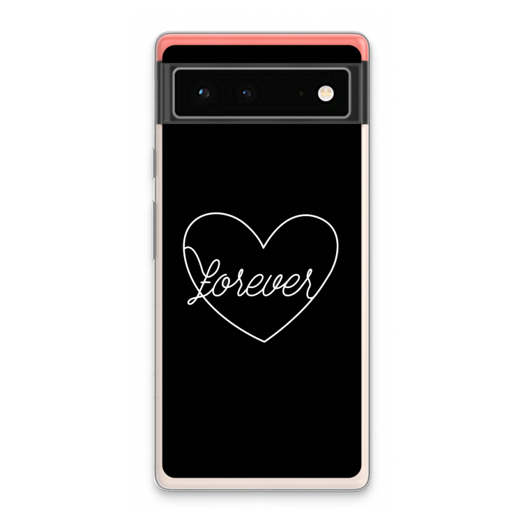 Forever heart black: Google Pixel 6 Transparant Hoesje