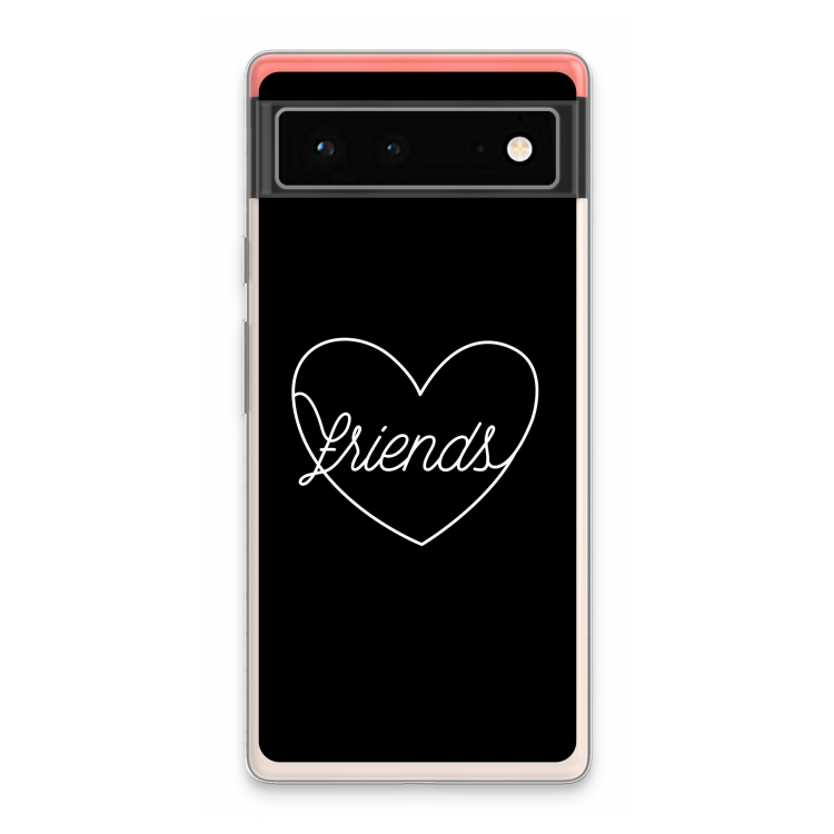 Friends heart black: Google Pixel 6 Transparant Hoesje