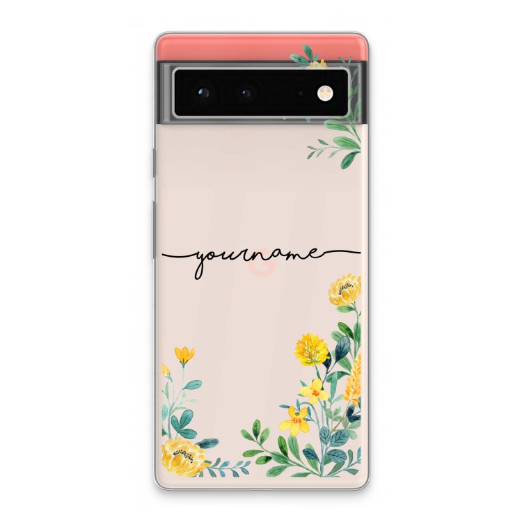 Gele bloemen: Google Pixel 6 Transparant Hoesje