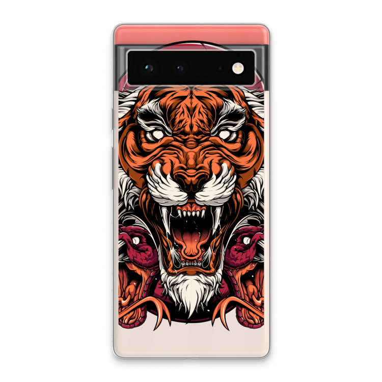 Tiger and Rattlesnakes: Google Pixel 6 Transparant Hoesje