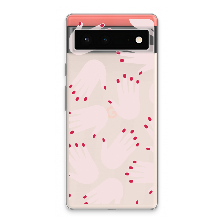 Hands pink: Google Pixel 6 Transparant Hoesje