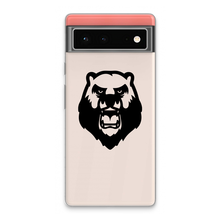 Angry Bear (black): Google Pixel 6 Transparant Hoesje