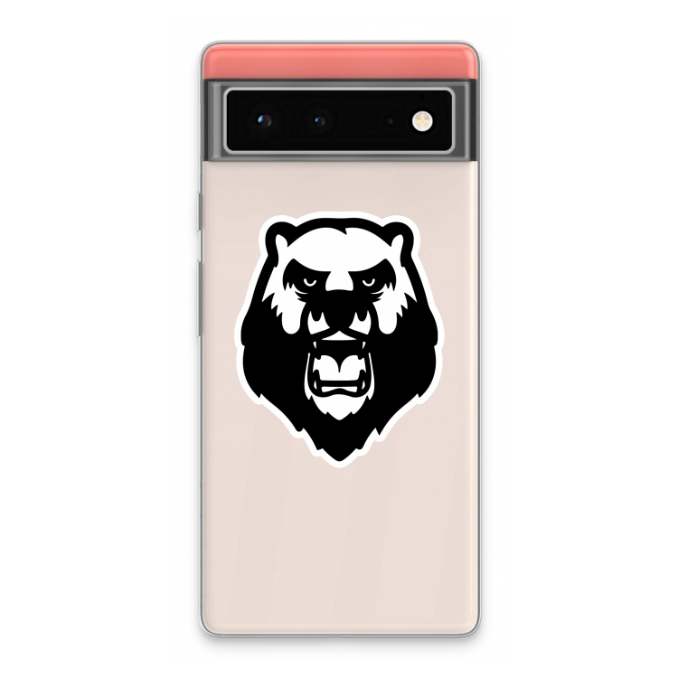 Angry Bear (white): Google Pixel 6 Transparant Hoesje