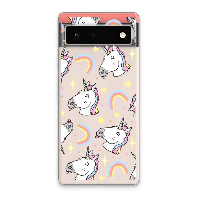 Rainbow Unicorn: Google Pixel 6 Transparant Hoesje